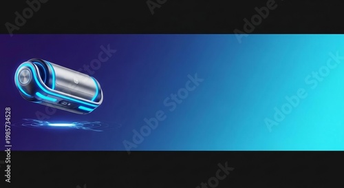 Futuristic Bluetooth Speaker with Neon Blue Light Effects Design