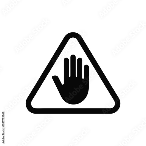 Cuadro en lienzo Warning sign depicting a hand within a yellow triangle outline
