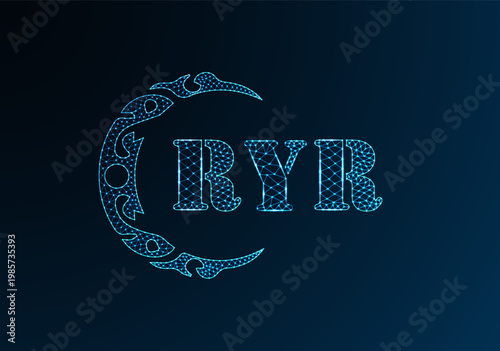Low poly letter logo RYY design. RYY letter logo low poly vector design on blue color gradient background. RYY logo low poly design