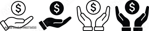 Hands holding dollar coin icons donation and finance symbol donation business currency exchange