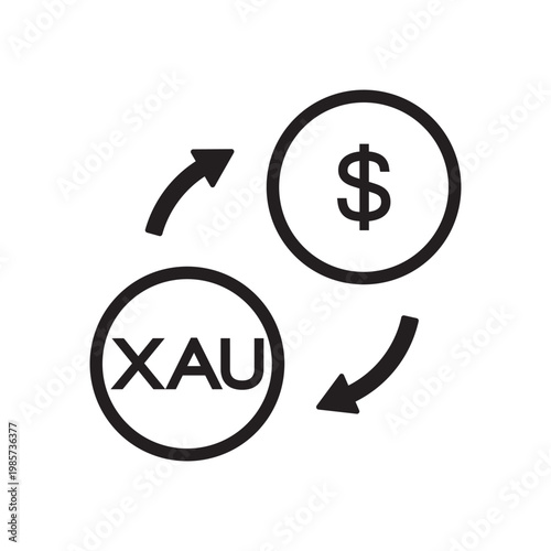 Dollar and gold market symbol icon isolated flat style design.