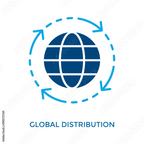 Global Distribution Icon Dual Tone Style. Vector Illustration For Graphic Design