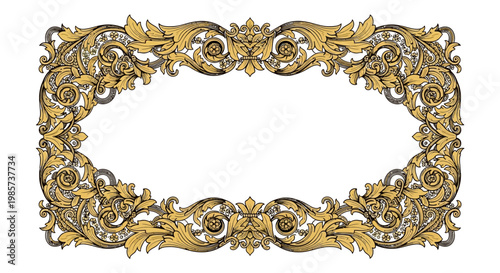 Ornate golden baroque frame with floral and scroll details