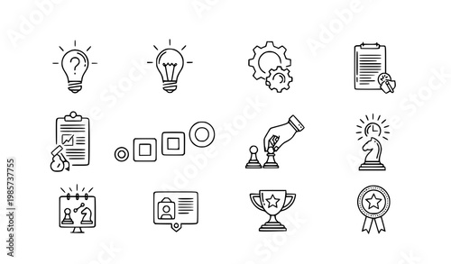 Strategic thinking decision icon set business vector