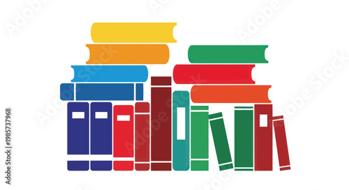 Colorful Stack of Books Illustration on White Background