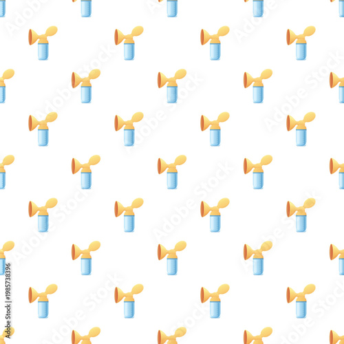 Breast pump icons creating a seamless pattern for infant feeding themes