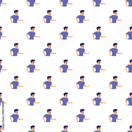 Angry man character running showcasing aggression and frustration in a repeating pattern