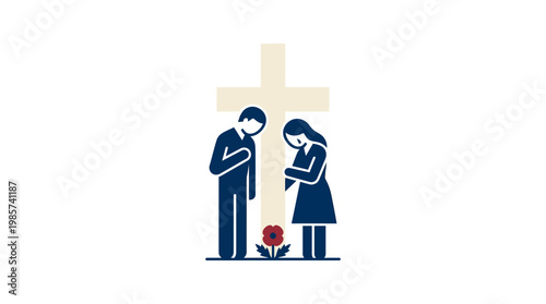 Mourning Couple at a Memorial