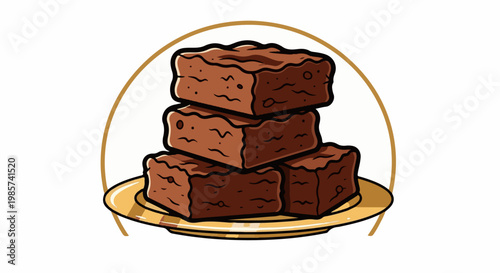 A stack of rich, decadent brownies on a golden plate