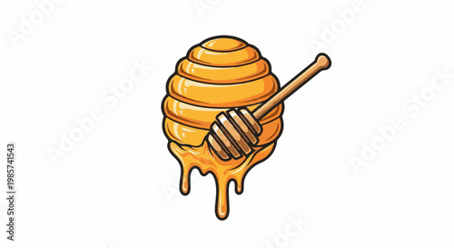 A stacked, beehive-shaped object with a wooden honey dipper