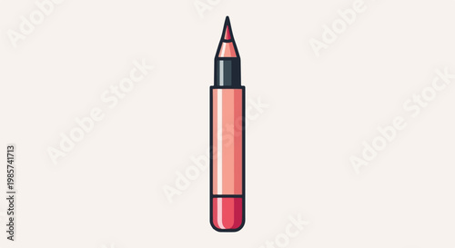 A simple, stylized drawing of a pink cosmetic pencil with a sharpened tip