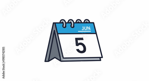 A stylized, cartoonish desk calendar displaying the date June 5th