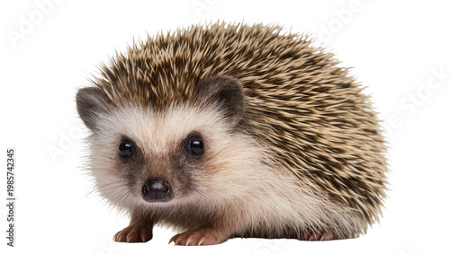 Tableau sur toile Small African pygmy hedgehog with spiky quills, isolated on transparent backgrou