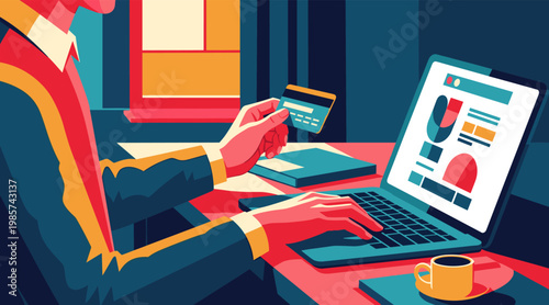 Person entering card details on laptop while making online payment