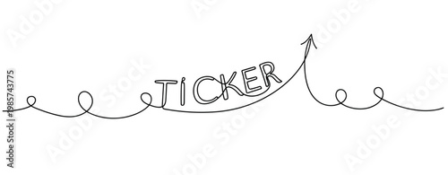 Ticker text rising with arrow on single line curve. No editable stroke