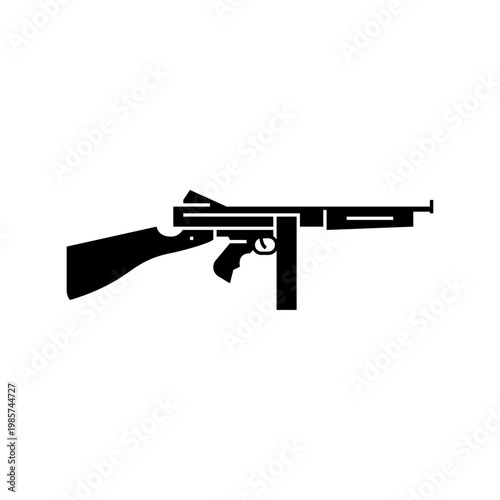 Rifle gun glyph icon. machine gun solid illustration.