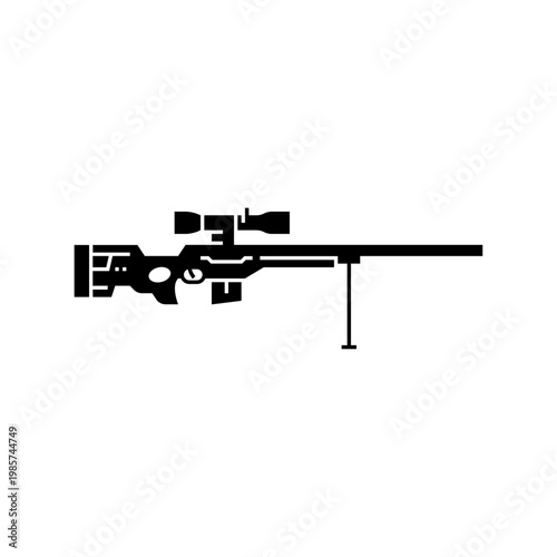 Anti materiel rifle glyph icon. sniper rifle solid illustration.