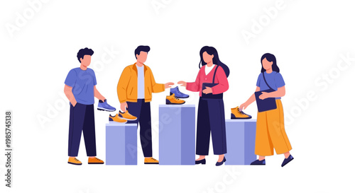 People Choosing Shoes at a Shoe Store Display