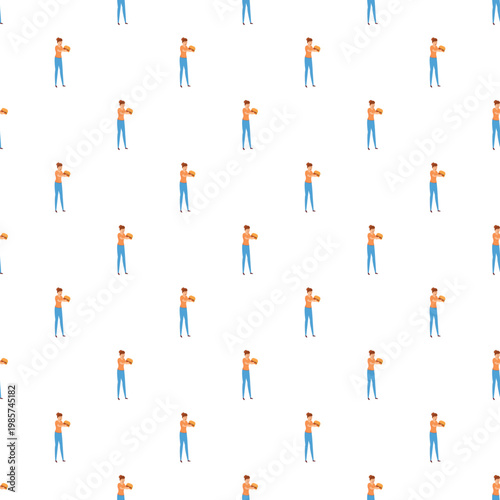 Woman holding a fast food burger creating a seamless pattern