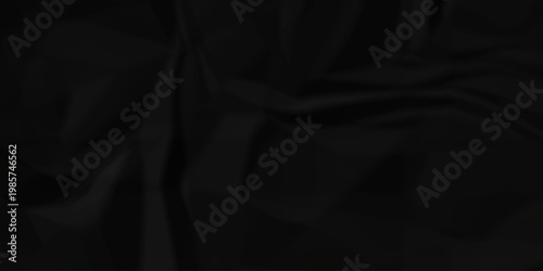 Crumple crushed black paper obsolete rumple craft design. wrinkle ripped creased crumple aged closeup recycled document grunge paper background.