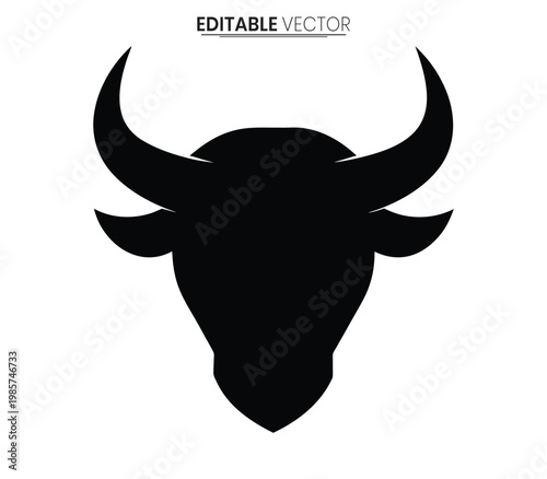 Black buffalo head design a striking vector graphic silhouette high quality