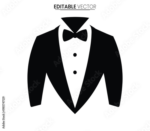 Elegant tuxedo jacket and bow tie design a striking black silhouette
