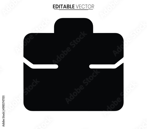 Black vector illustration of a briefcase with a clean minimalist silhouette