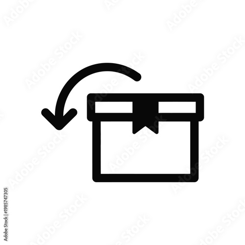 Black outline of a gift box with a bow and an arrow pointing out