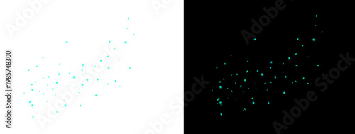Scattered Light Blue Glowing Particles and Sparkles Floating on White Background with Black Background Variant