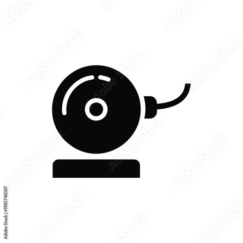 Simple black silhouette of a classic service bell on a base