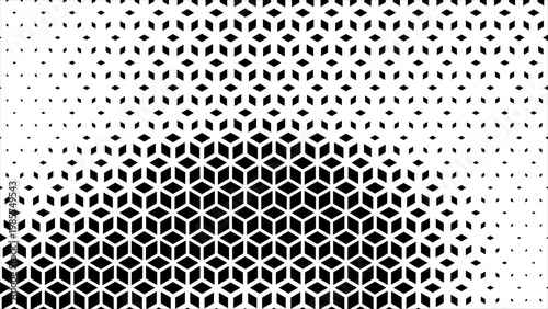 Geometric cubic halftone Effect Business Background. hexagon tiles pattern diamond grid on white background. Seamless disappearing pattern. Hipster fashion Design. Black T shirt Triangle pattern