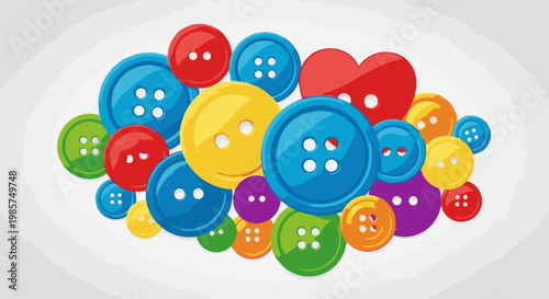 A vibrant collection of assorted buttons in various shapes and sizes