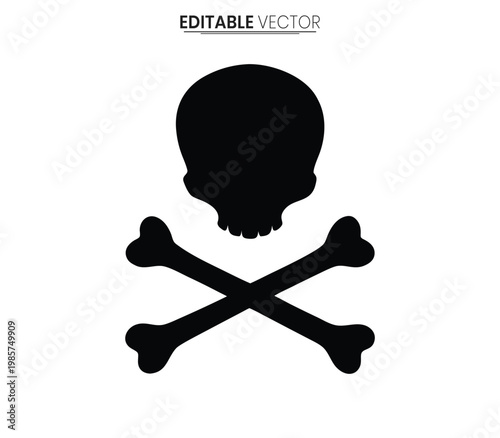Black skull and crossbones graphic a classic symbol of danger silhouette