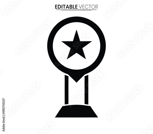 Black star within a circular map marker a bold graphic silhouette