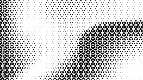Geometric cubic halftone Effect Business Background. hexagon tiles pattern diamond grid on white background. Seamless disappearing pattern. Hipster fashion Design. Black T shirt Triangle pattern