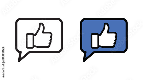 Thumbs up like icon in speech bubble for social media engagement and mobile app review design