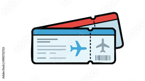 Flat design illustration of airline tickets with airplane icon