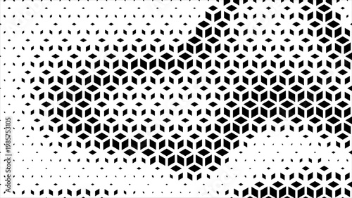 Hexagon cubic halftone Effect Business Background. Geometric tiles pattern diamond grid on white background. Seamless disappearing pattern. Hipster fashion Design. Abstract T shirt Triangle pattern