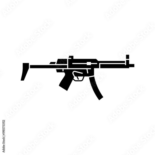 automatic rifle glyph icon. assault rifle solid illustration.