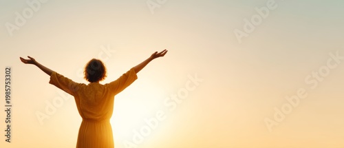 Celebrating freedom and joy at sunset outdoor environment lifestyle photography serene viewpoint