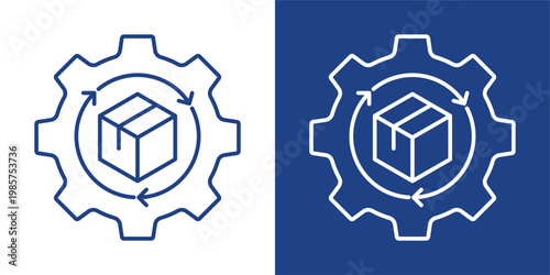 Supply Chain Blue And White Icon Style Collection