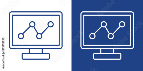 Monitoring Blue And White Icon Style Collection