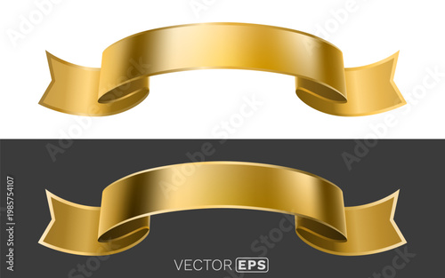 Luxurious Golden Ribbon Banner for Awards and Promotions.