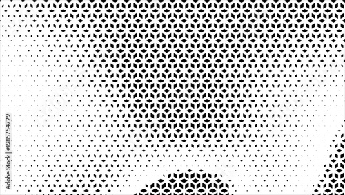 Hexagon cubic halftone Effect Business Background. Geometric tiles pattern diamond grid on white background. Seamless disappearing pattern. Hipster fashion Design. Abstract T shirt Triangle pattern