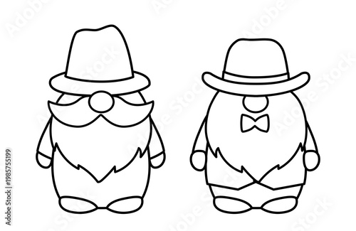 Father’s Day Gnome Coloring Page Outline Vector Template Set.
Cute Father’s Day Gnome Line Art. 
Dad Gnome Outline Clipart. SVG.