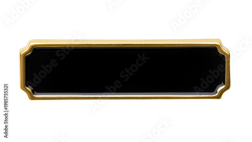 Schilderij op canvas Rectangular black plaque with ornate gold border, isolated on transparent backgr