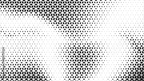 Hexagon cubic halftone Effect Business Background. Geometric tiles pattern diamond grid on white background. Seamless disappearing pattern. Hipster fashion Design. Grunge T shirt Triangle pattern