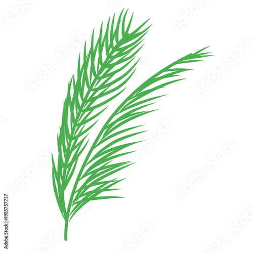 green outline of tropical leaves