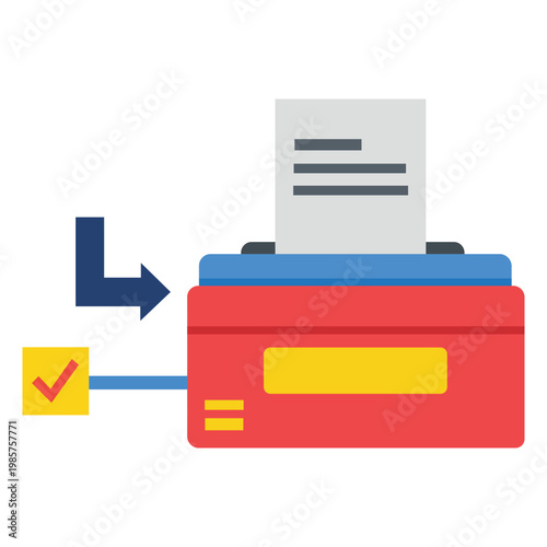 Document Shredding Illustration: A modern illustration of a document shredder, processing confidential papers and ensuring information security.
