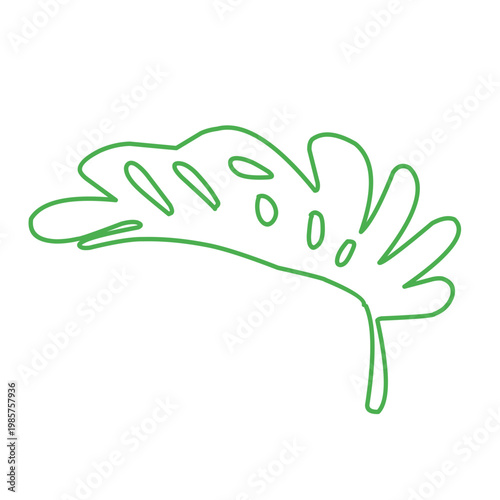 green outline of tropical leaves